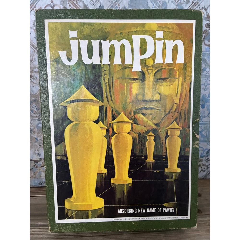 VTG 1964 Jumpin 3M Bookshelf Game Strategy Board Game Complete Pawn Game